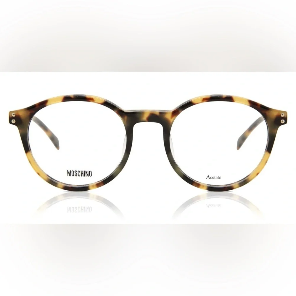 Moschino NWOT Preppy Collegiate 48-20-145 Round Brown Tortoise Eyeglass Frames